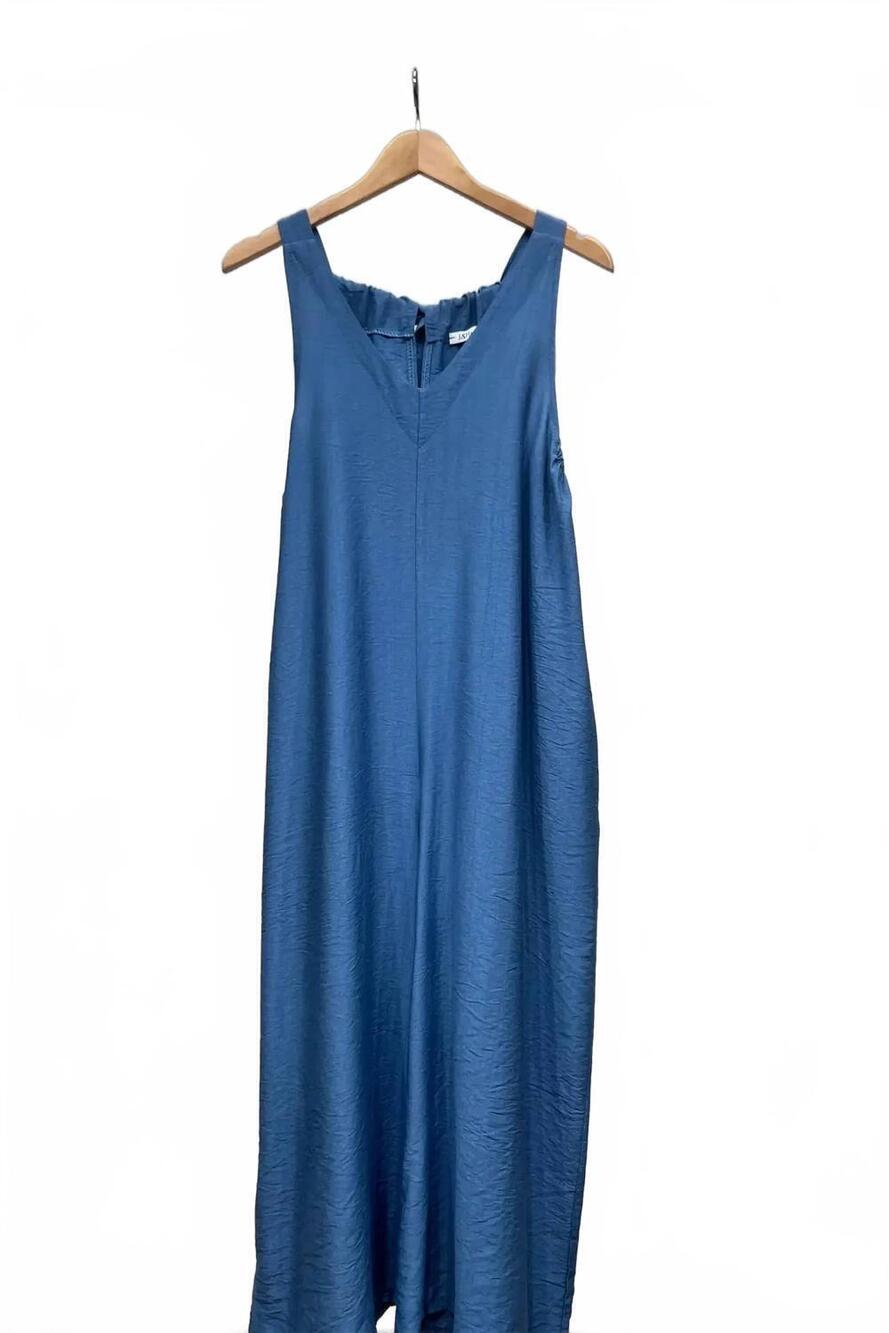 NEW L'EMOTION women's sahara breeze tie-back palazzo jumpsuit in blue